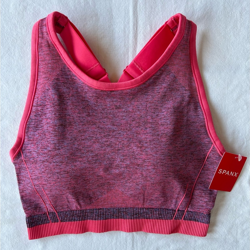 SPANX Seamless Sculpt Sports Bra Spacedye Coral - Picture 3 of 5